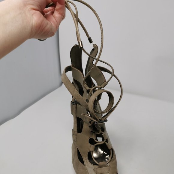 Barbara Bui Paris Runway Lace Up Taupe Heels - Picture 6 of 11